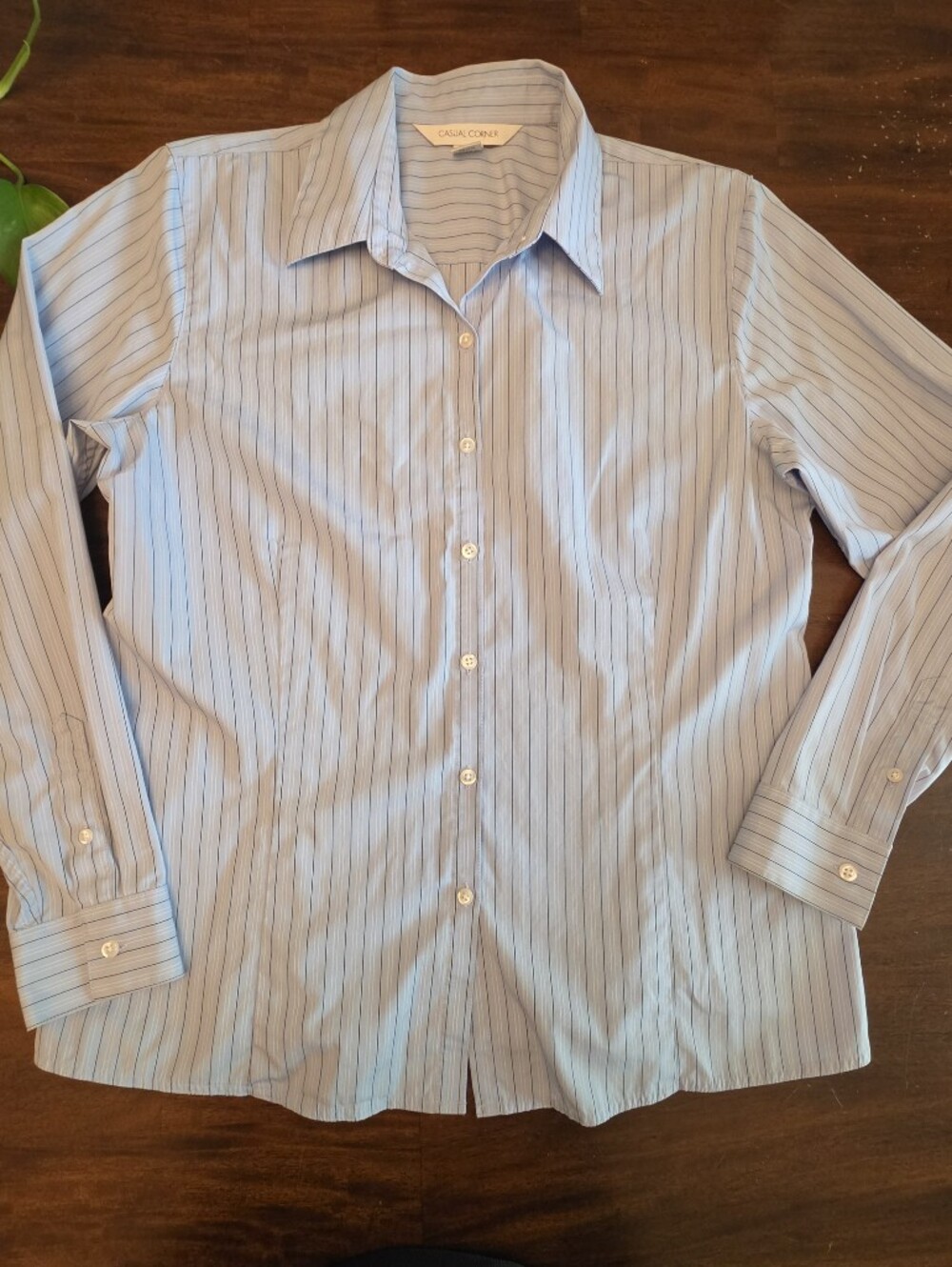 Vintage Casual Corner Striped Button Down Shirt Blouse Size M Office Classic